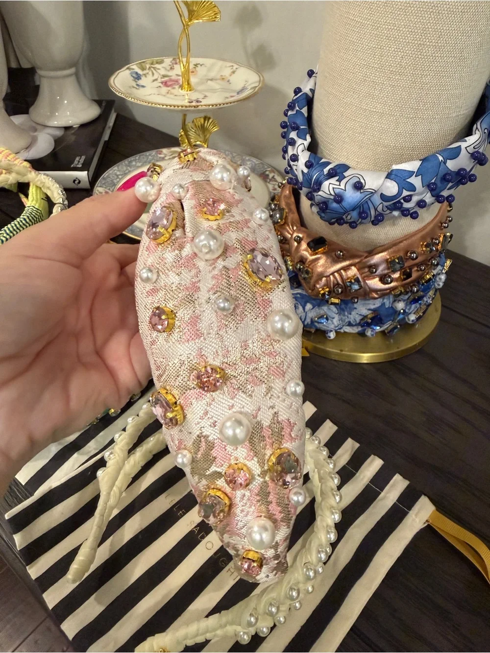 Brianna Cannon Pink Pearl Braided Headband